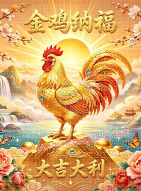 金鸡纳福贴纸壁画大吉大利公鸡贴