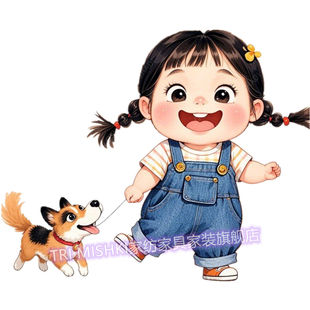 治愈童年宝宝门贴防水贴车装饰可爱萌娃女孩贴纸家用墙上自粘贴画