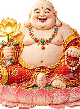欢喜弥勒佛防水自粘吉祥墙贴