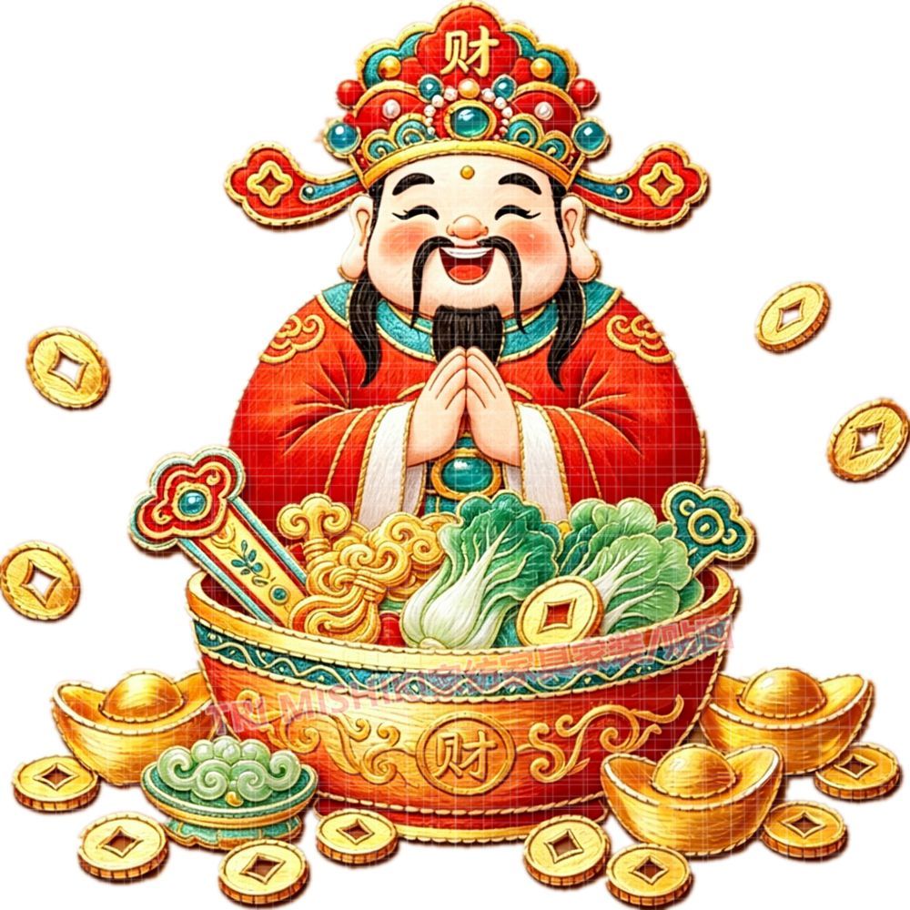 招财进宝财神爷自粘墙贴