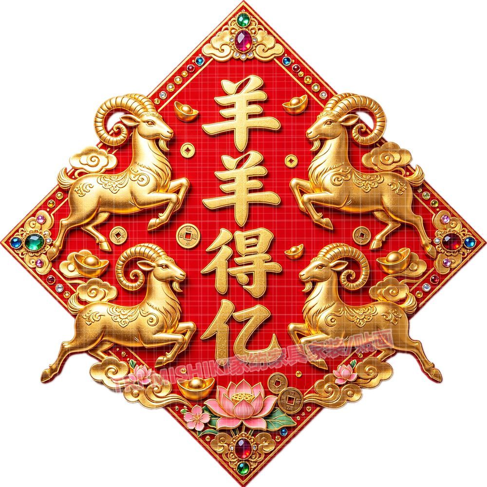 2027羊年生肖过年喜庆墙贴画背胶