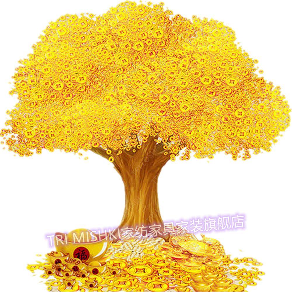 发财摇钱树贴纸客厅玄关墙上粘贴画新年发大财福袋门贴自粘招财画
