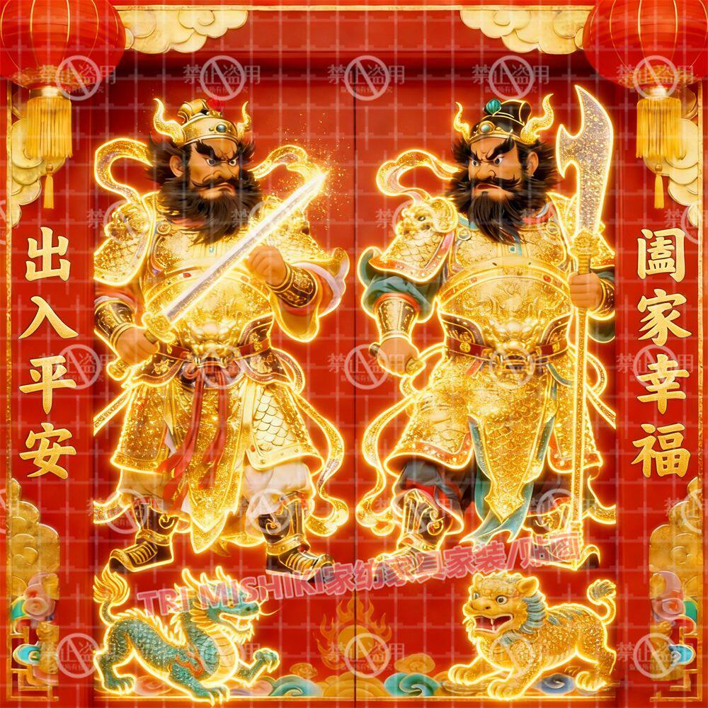 门神钟馗贴纸壁画安家护宅平安自粘门贴爆款出入平安贴大门贴画