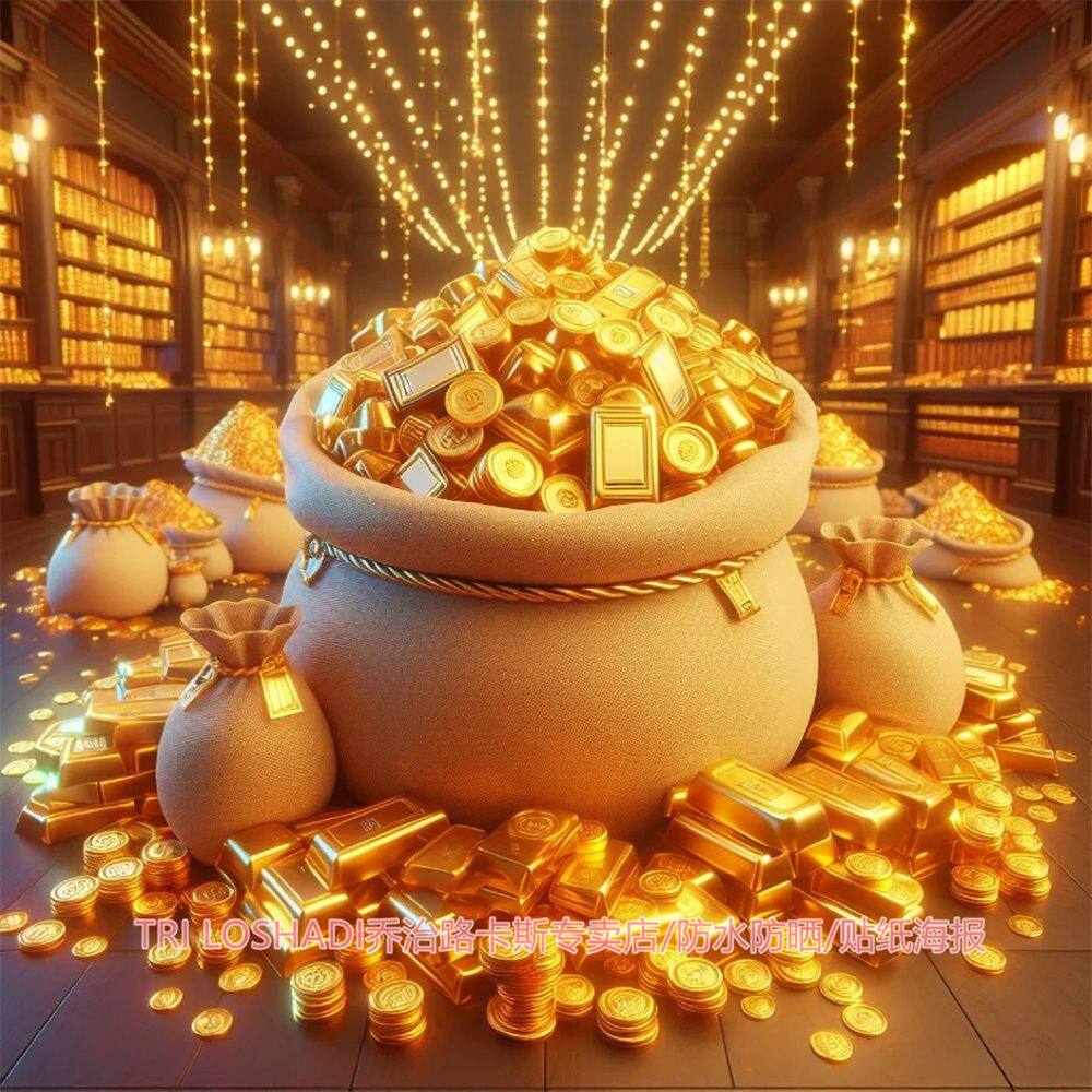 财源滚滚来壁画金钱图案贴纸金元宝暴富门贴爆款客厅玄关墙贴装饰