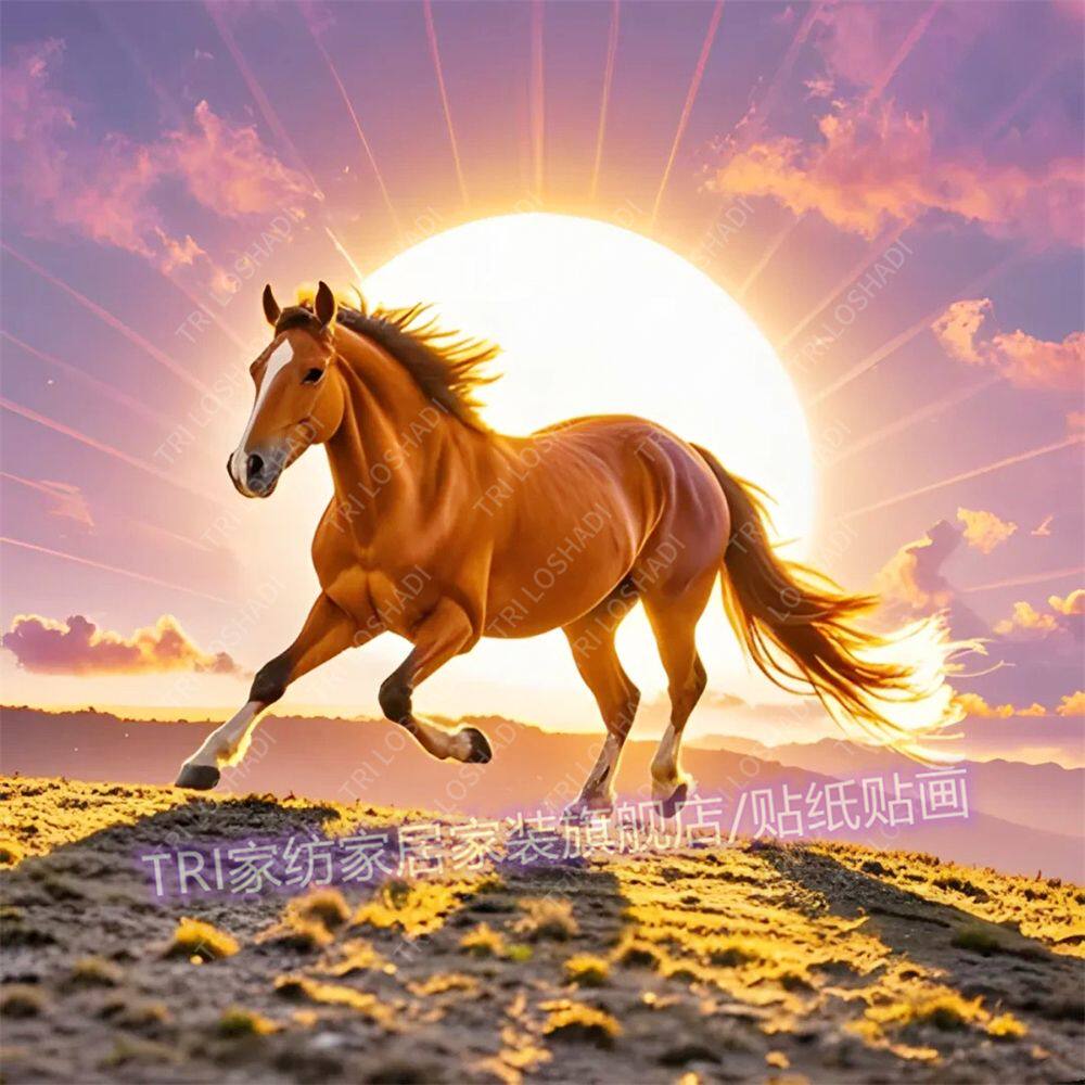 奔腾骏马贴纸壁画客厅玄关贴墙装饰画马到成功中式房间遮丑自贴画
