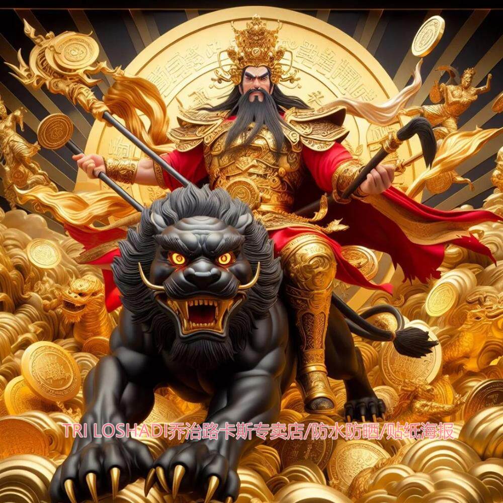 财神赵公明贴画吸金阵家旺财旺客厅玄关墙上贴画自粘新年暴富门贴