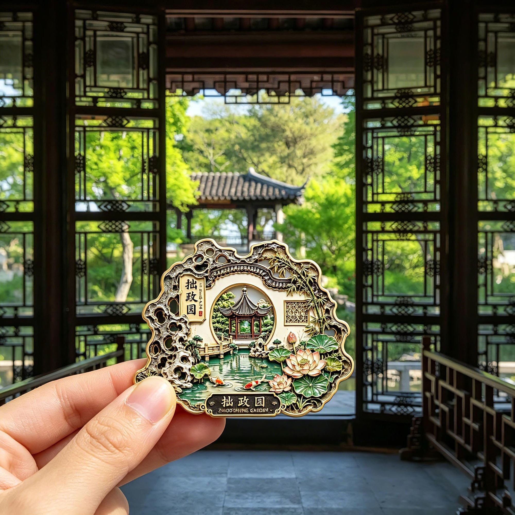 2026新款江苏苏州拙政园印象冰箱贴磁贴磁吸城市旅游纪念品伴手礼