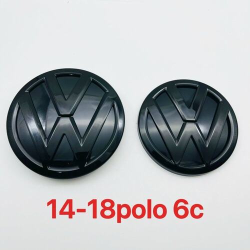 适用大众老款09-13Polo 6R 14-186C改装汽车标志黑色前后中网尾标