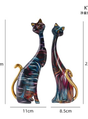 创意家居油画猫抽象桌面树脂摆件工艺品节日礼品房间橱窗玄关装饰