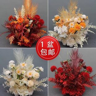 仿真款 婚庆 尤加利绢花成品排花艺大台排婚礼引花路花装 饰花新款