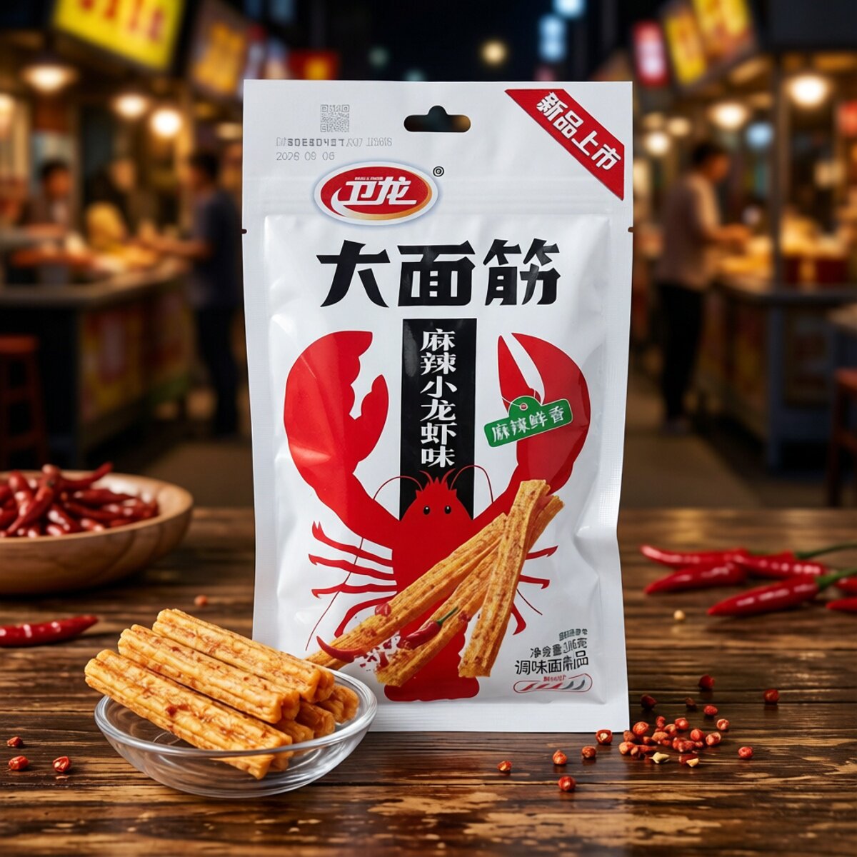卫龙大面筋106g辣条麻辣小龙虾味小吃零食童年休闲麻辣办公室聚餐
