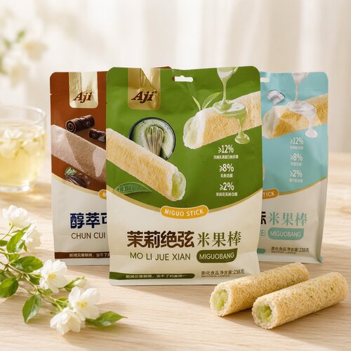AJI米果棒238g茉莉绝弦生椰牛乳醇萃可可味夹心饼干膨化零食小吃