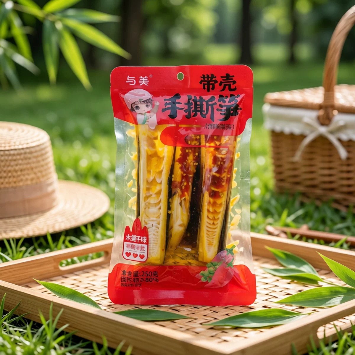 与美250g带壳手撕笋泡椒清甜味木姜子竹笋手剥笋即食笋休闲零食