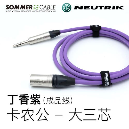 德国进口Sommer Stage22卡侬公XLR转大三芯TRS音箱信号连接平衡线