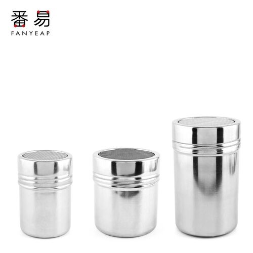 +不锈钢撒粉罐抹茶咖啡可可粉厨房盐罐筛子烘焙面粉瓶糖瓶J20