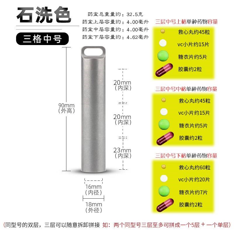 纯钛随身便携式药盒大容量钛合金密封仓G急救迷你小药瓶304不锈钢