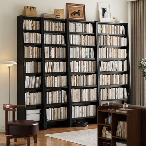 实木书架一体靠墙客厅落地置物架多层书柜学生家用书房简易展示架