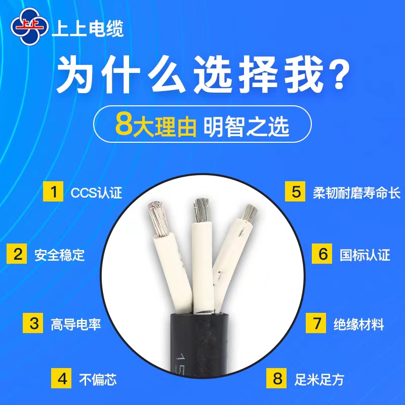 上上电缆 船用电缆线CEFR2 3 4芯2.5 4 6 10平方铜X芯矿用防火电