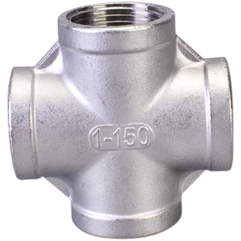 304不锈钢四通接头加厚4分内丝十字丝扣内牙水管配件内螺纹四通