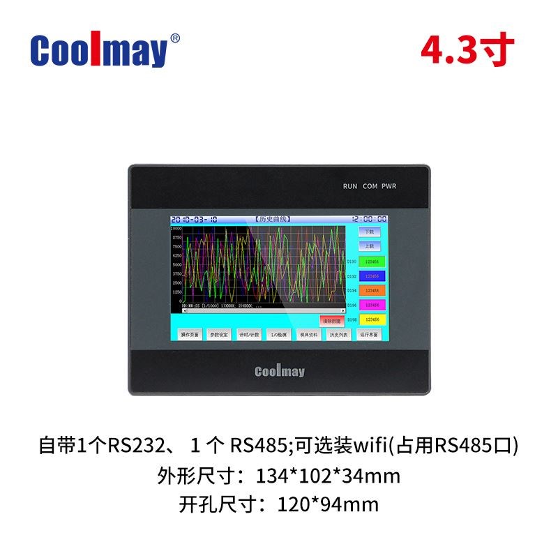 顾美3.5寸触摸i屏HMI人机界面工业电阻屏串口屏云组态远程TP6037C