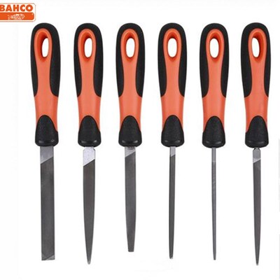 BAHCO百固6件套装进口钳工锉刀1-476-04-3-2平锉扁三角半圆方矬子