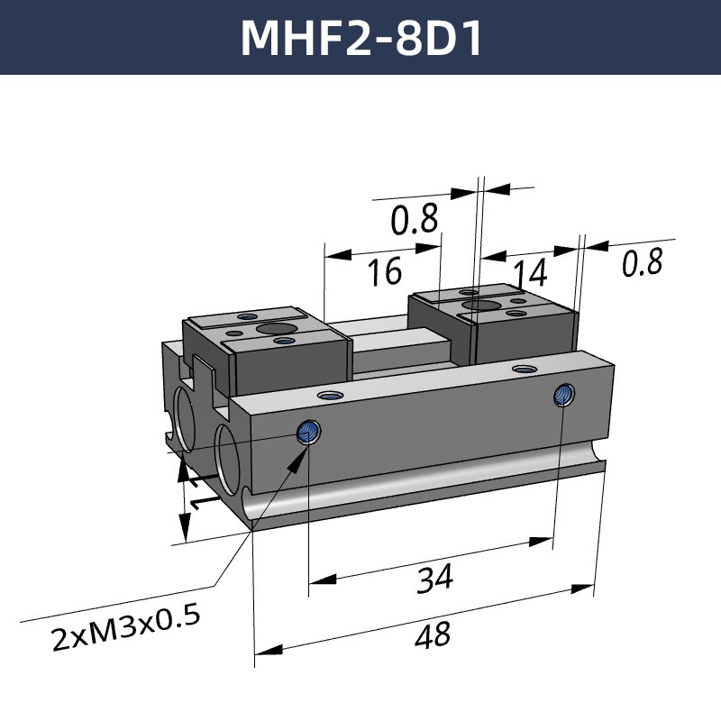 亚德客SMC型气动薄型滑轨平行手指气缸MHF2-8D滑台导轨气爪小型夹