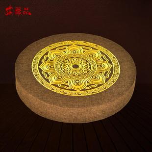 庄严品家用佛堂早晚课坐垫禅修垫可拆洗麻布透气莲花棕丝打坐垫