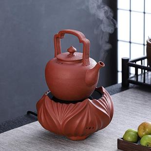 陶壶煮茶家用电陶炉原矿红泥砂铫测把提梁壶薄胎手工烧水壶可明火