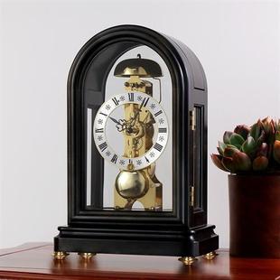 机械覆古德国机芯台钟HD06 汉时钟表座钟客厅黑檀木摆钟桌面摆台式