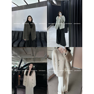 5werkwen 软糯细腻宽松毛毛外套女秋冬休闲V领百搭保暖环保皮草潮