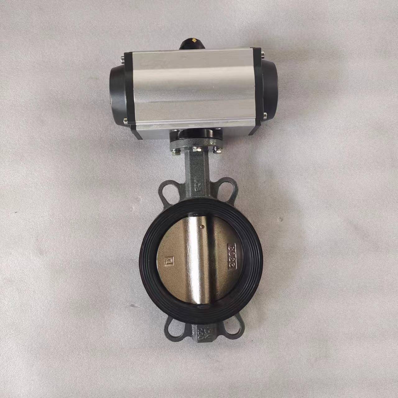 气动对夹蝶阀软密封钢体衬胶蝶阀双作用蝶阀河北厂家D671J-16C