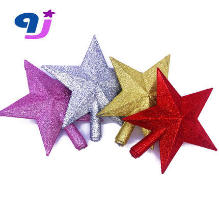 2025新款圣诞立体吹塑五角星装饰金粉圣诞树顶星热销12cm
