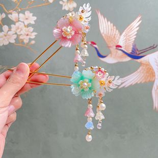 汉服头饰儿童古风步摇流苏发钗小女孩中国风古装盘发簪子发卡发饰