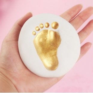 手足印泥手脚印新生儿手模手印泥以及装饰环保水性金漆配刷子