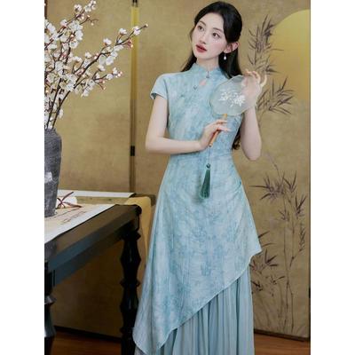 新中式连衣裙女2025夏季新款香云纱改良旗袍裙气质修身国风长裙子