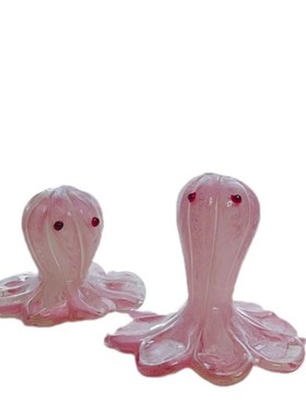 可爱粉色章c鱼八爪鱼造型纯手工玻璃家居摆件桌面镇纸拍照摄影道