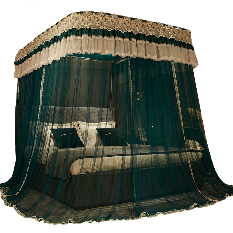 加密新款导轨蚊帐加厚u型s轨道支架1.5米1.8m床双人家用公主风蚊