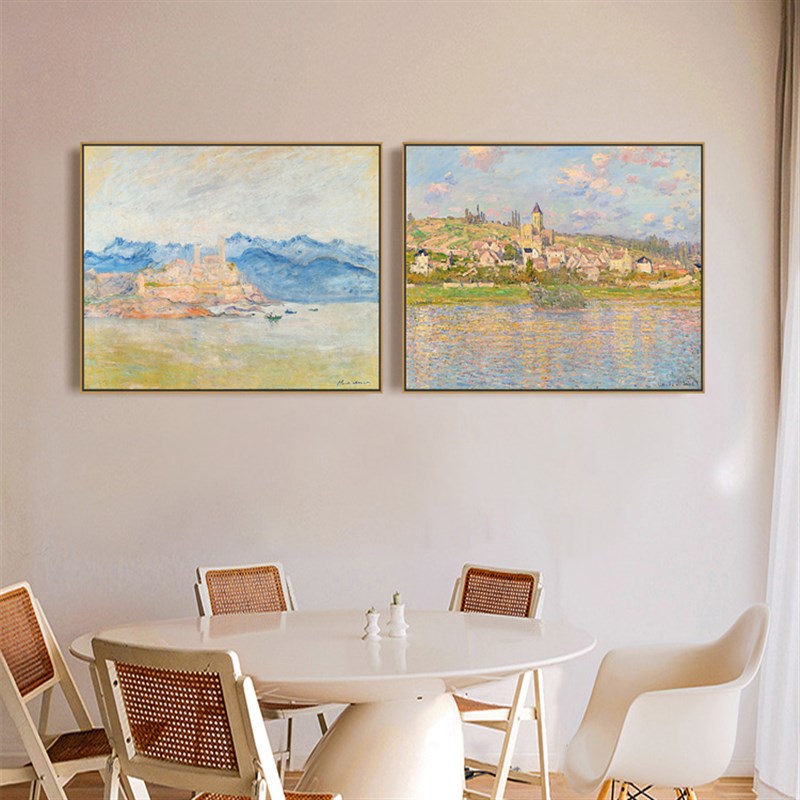 莫奈油画布印刷喷绘仿制油画建筑B风景挂画客厅卧室沙发背景装饰