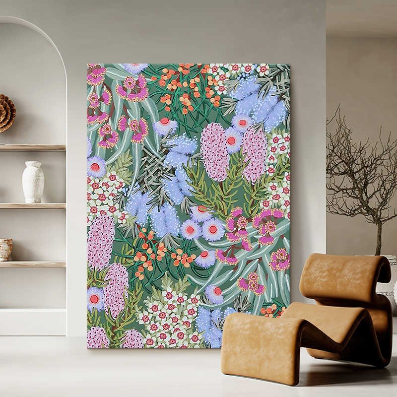 极繁主义花朵无框手绘油画彩色艺术装饰画卧室客厅挂画.玄关丙烯图片