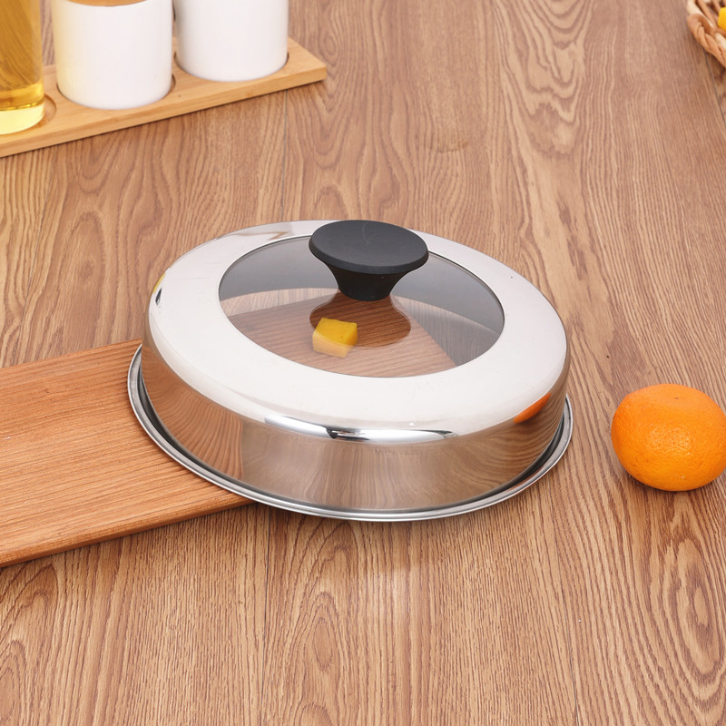 不锈钢锅盖加高加厚蒸锅盖子手打铁锅盖家用2I8cm30cm32炒锅高盖