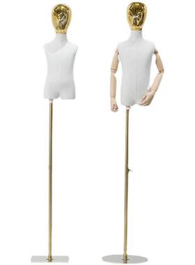 儿童分腿模特道具半身银色服装店童装模特小孩橱窗带手电镀头