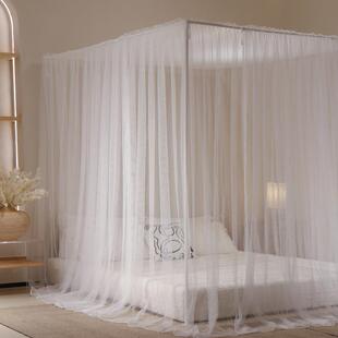 蜗在家新款简约家用卧室1米5床蚊帐 一米八床三开门落地蚊帐围栏