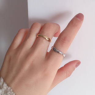 个性 时尚 ins潮人波浪曲线 925纯银戒指女开口可调节 食指指环