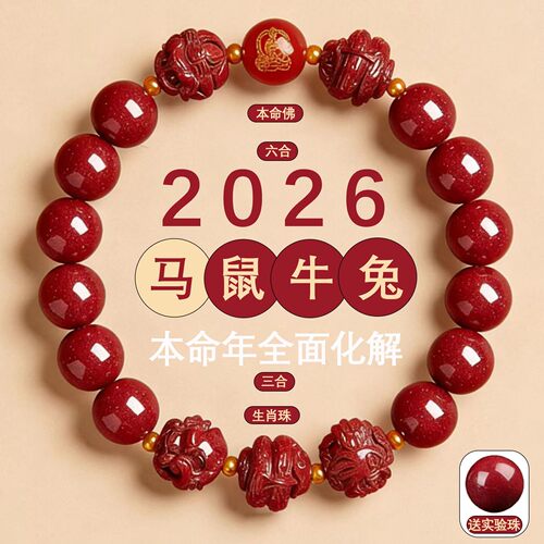 朱砂紫金砂三合六合本命年手串
