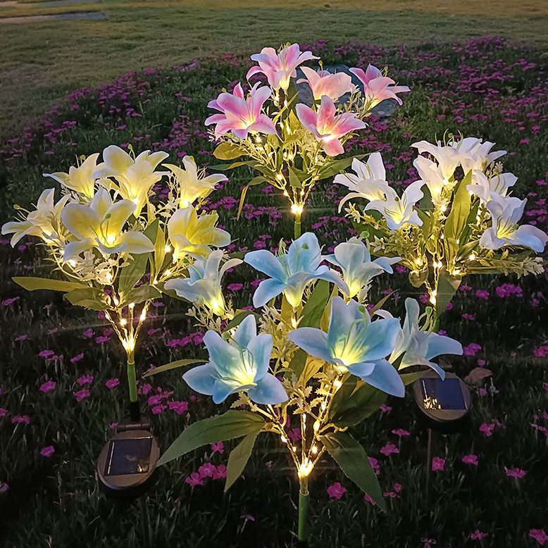 太阳能百合花灯户外防水花园别墅庭院景观装饰灯地插灯氛围地埋灯