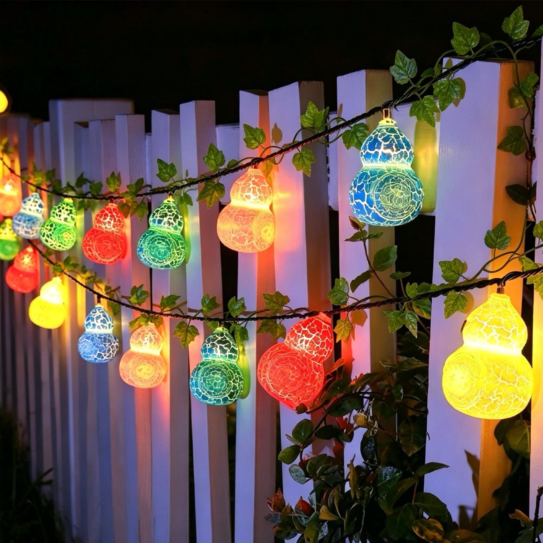 太阳能防水福禄葫芦彩灯串