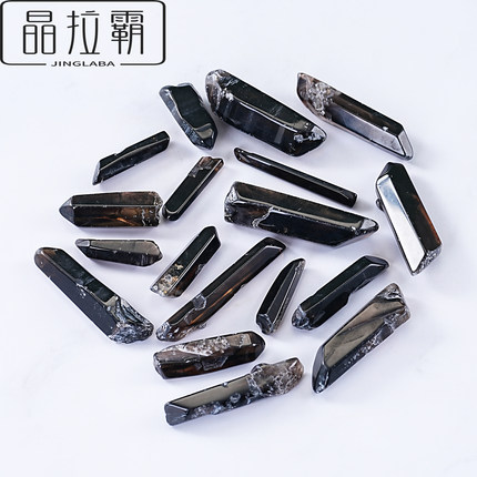 天然黑茶水晶原石长条摆件烟晶毛料Smoky Quartz矿物晶体标本装饰