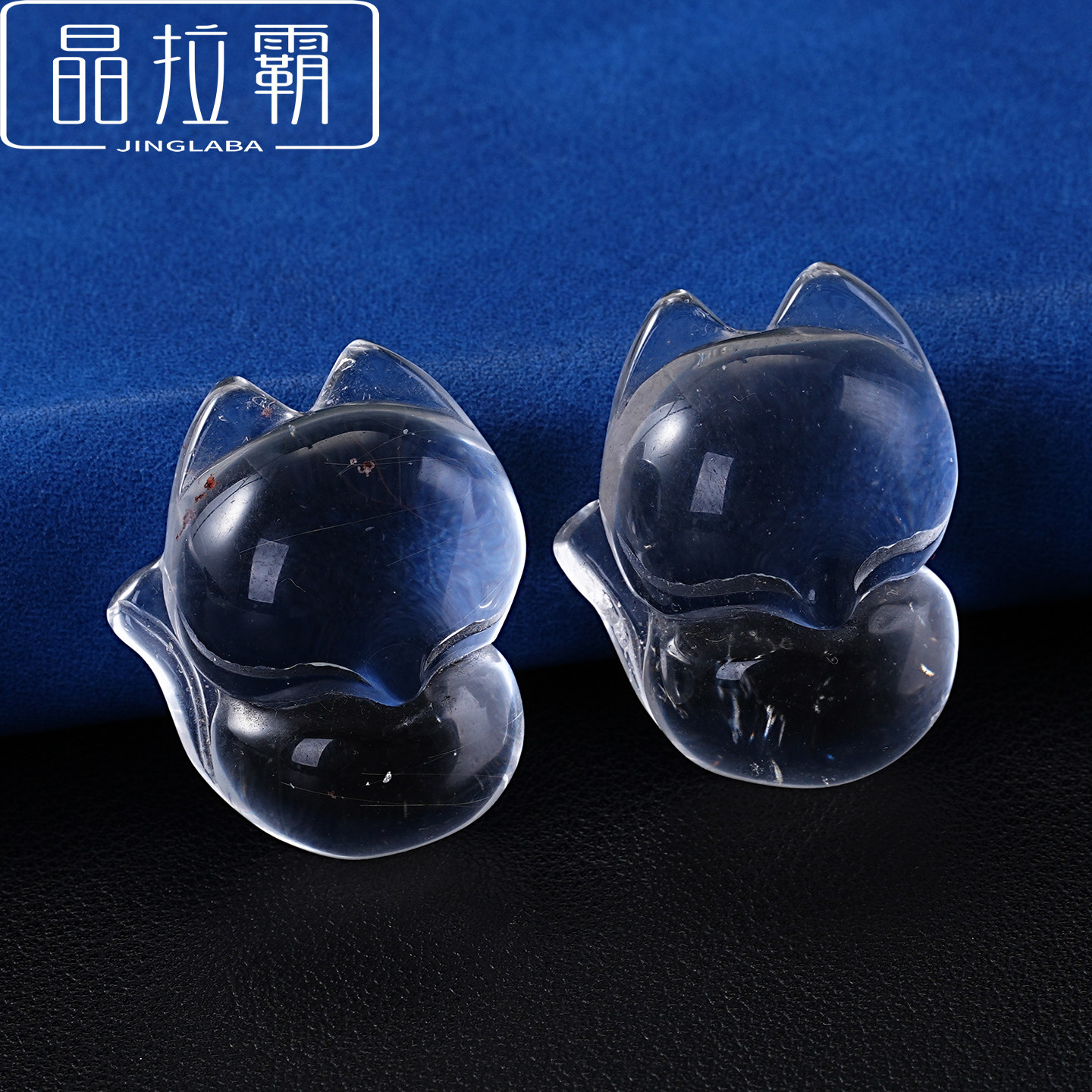 天然白水晶小狐狸吊坠雕刻件diy项链颈饰原石九尾灵狐毛衣链挂件