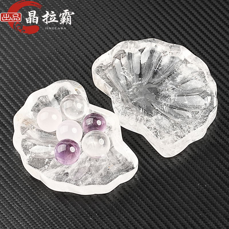 天然白水晶贝壳碗白水晶原石打磨水晶碗贝壳造型可放手串饰品消磁
