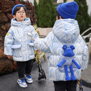男童羽绒棉服秋冬季2025新款儿童加厚中长款小童宝宝棉衣棉袄外套